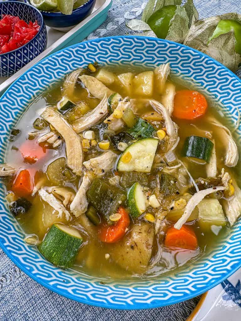 Grilled Tomatillo Chicken Soup