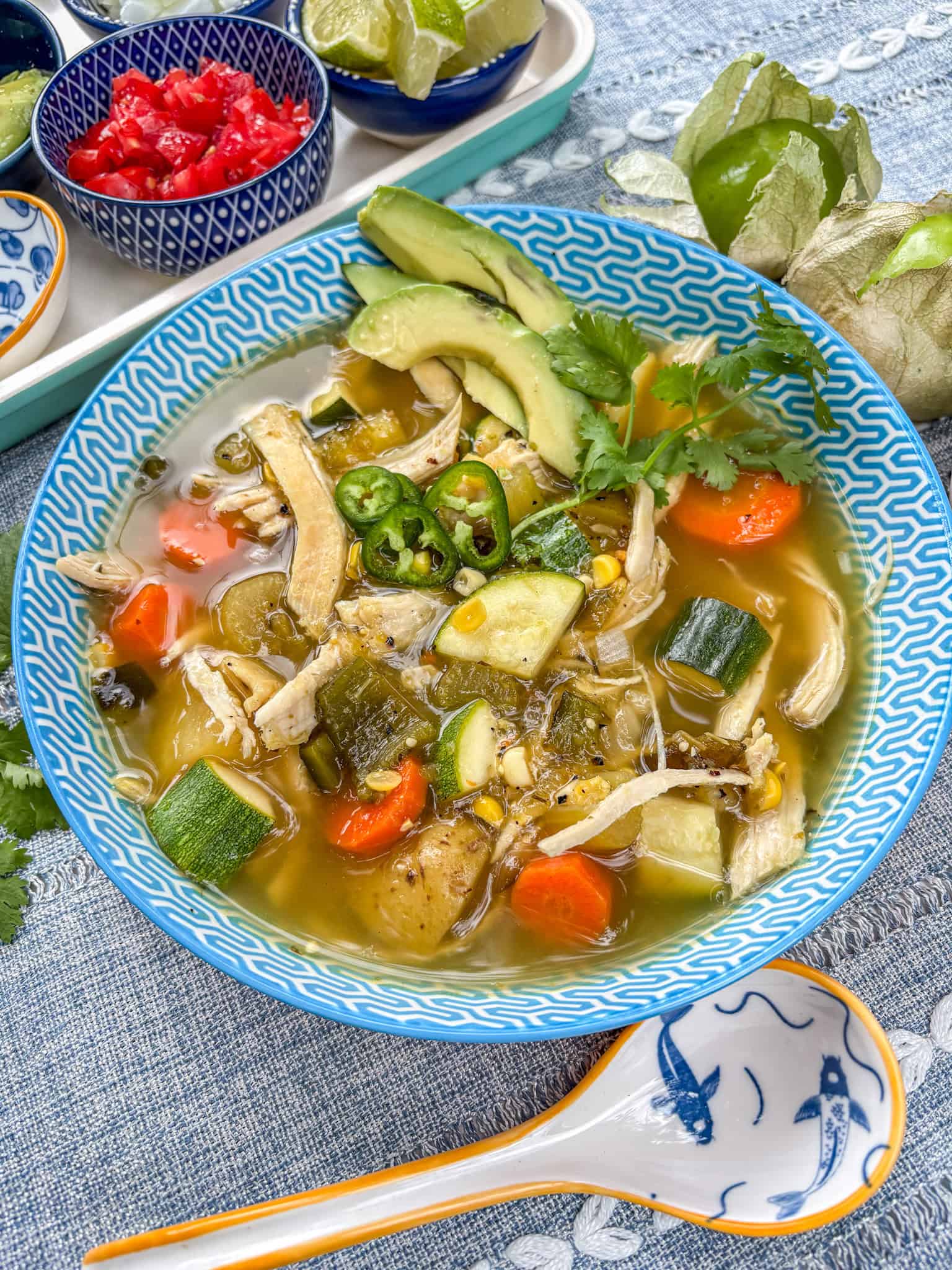 Roasted Tomatillo Chicken Soup