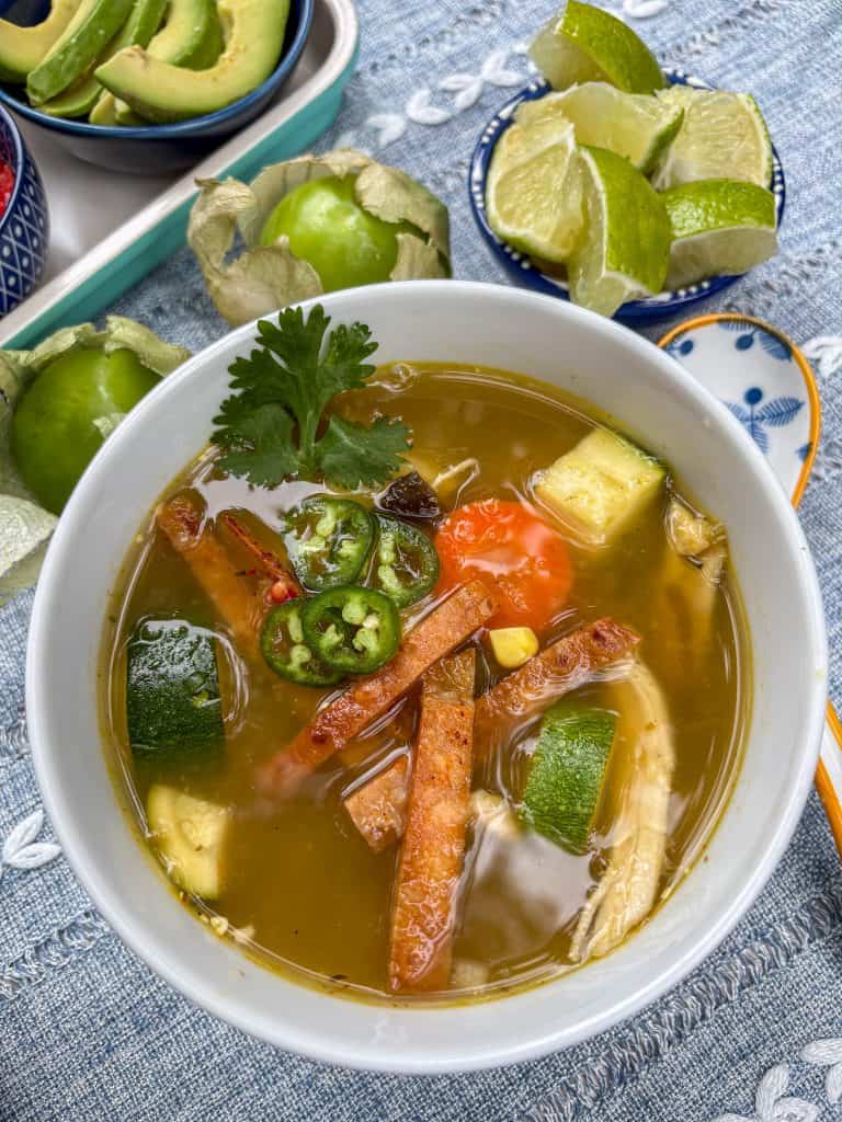 Roasted Tomatillo Chicken Soup