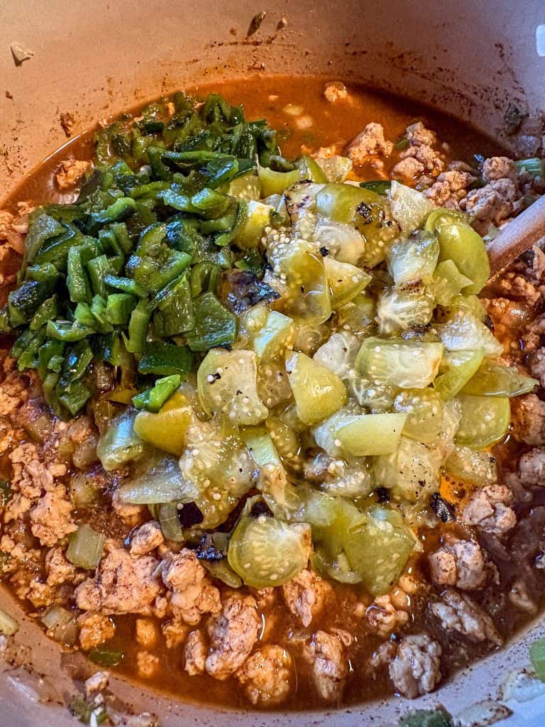 Roasted Poblano Peppers and Tomatillos