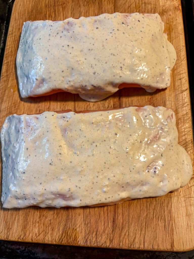 Caesar Dressing on Salmon