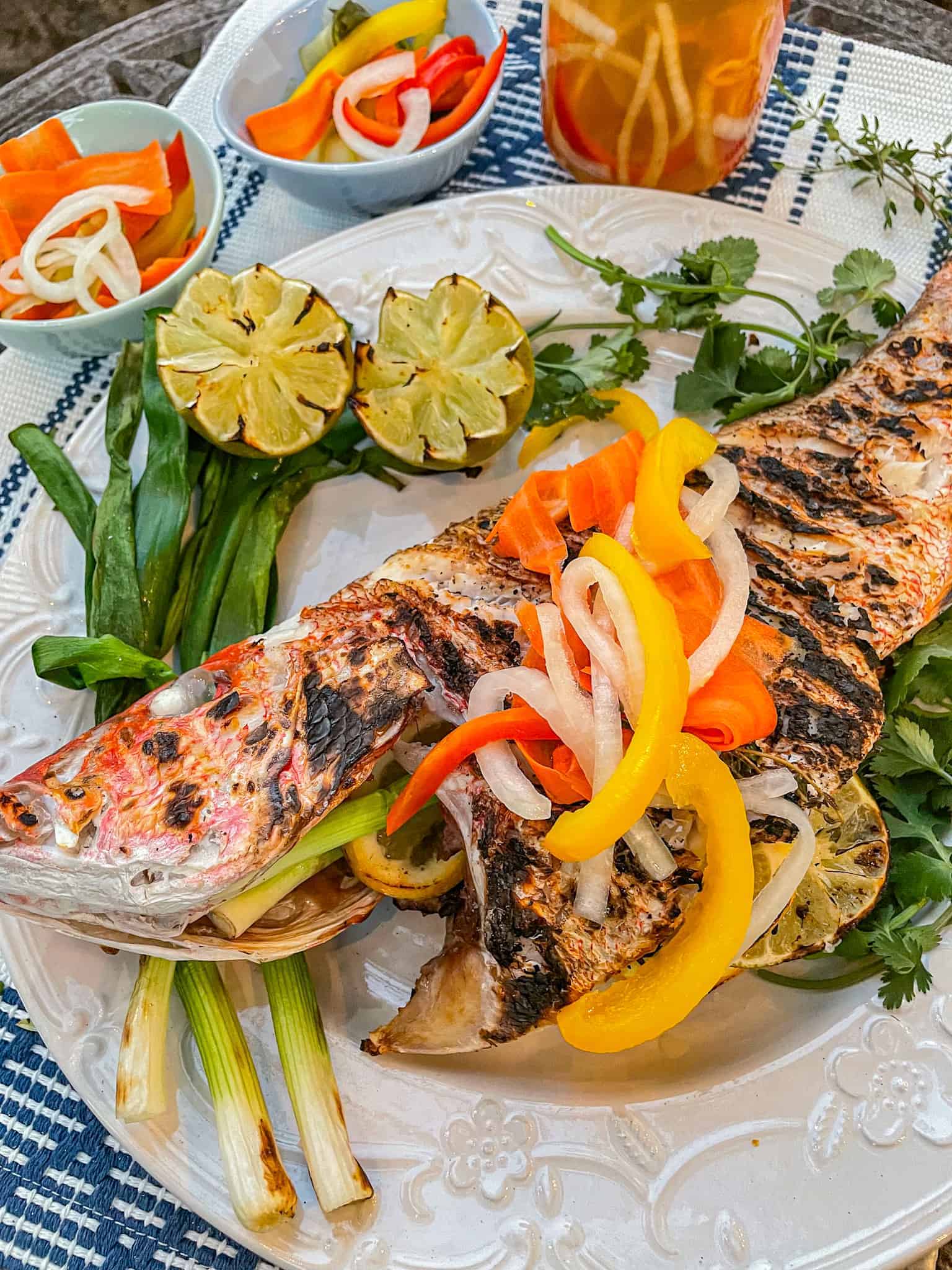 Grilled Whole Snapper with Escovitch Sauce Beach Girl Grills