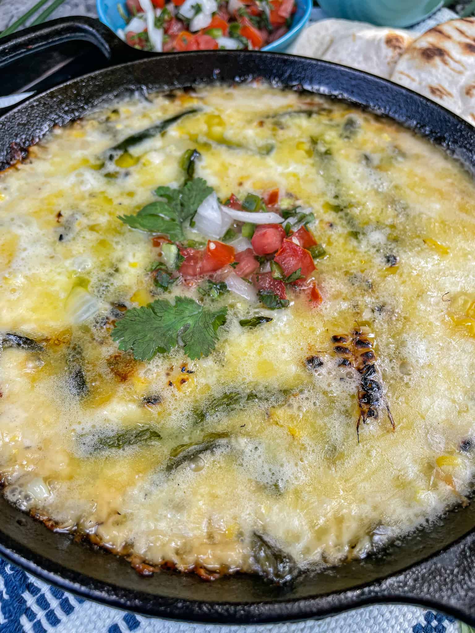 Roasted Corn Queso Fundido Beach Girl Grills