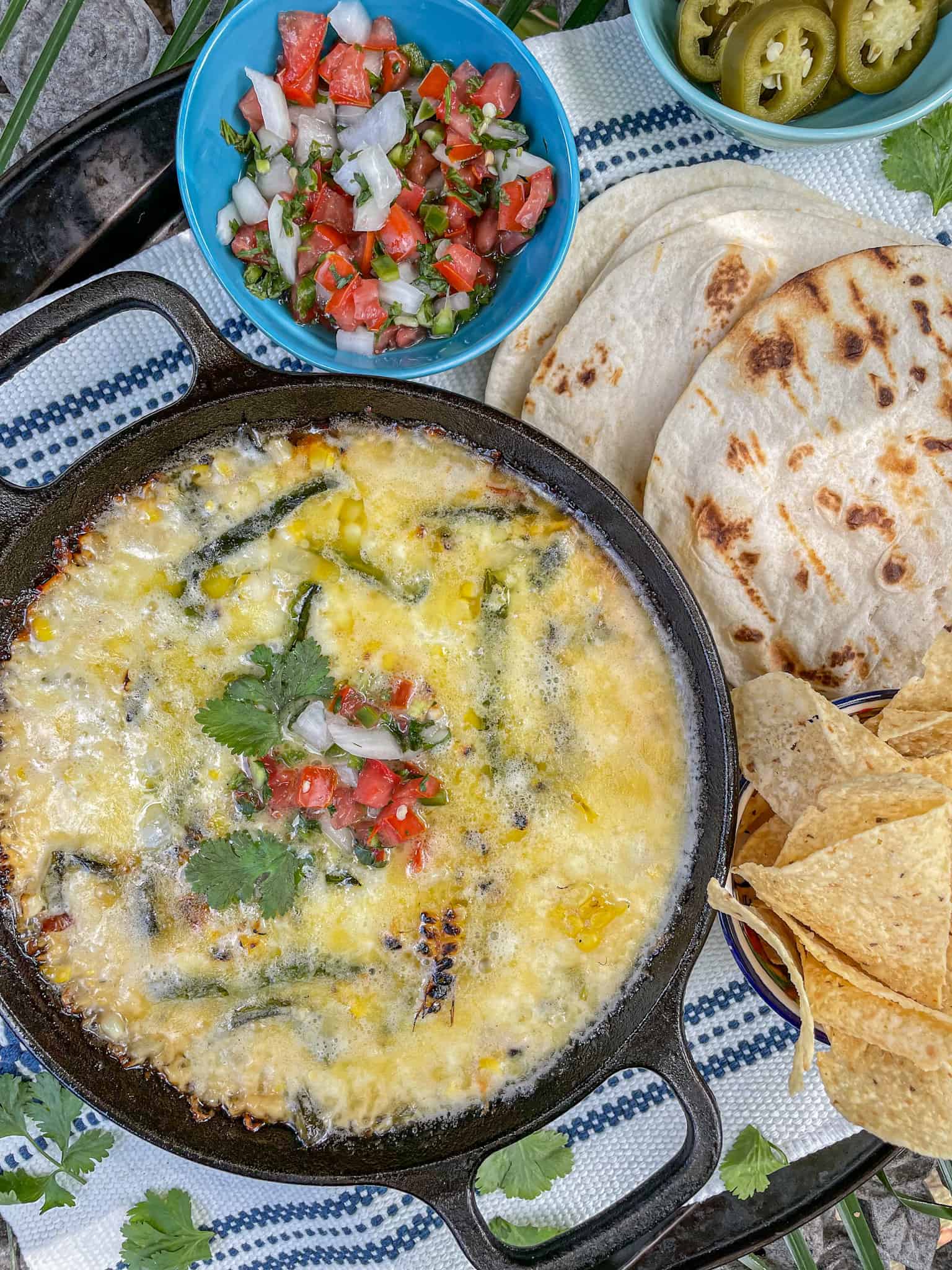 Roasted Corn Queso Fundido Beach Girl Grills
