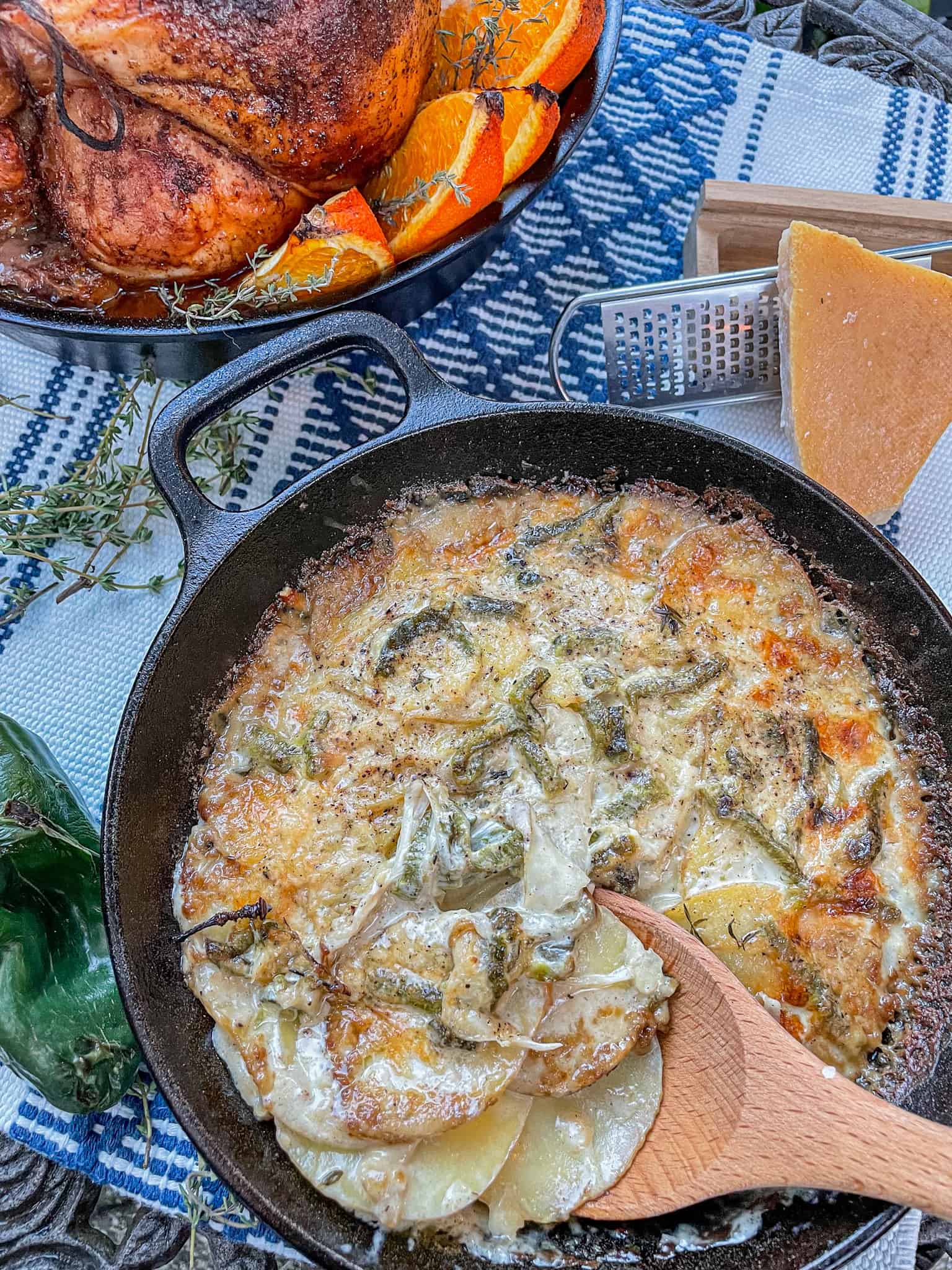 Potatoes au Gratin with Poblanos