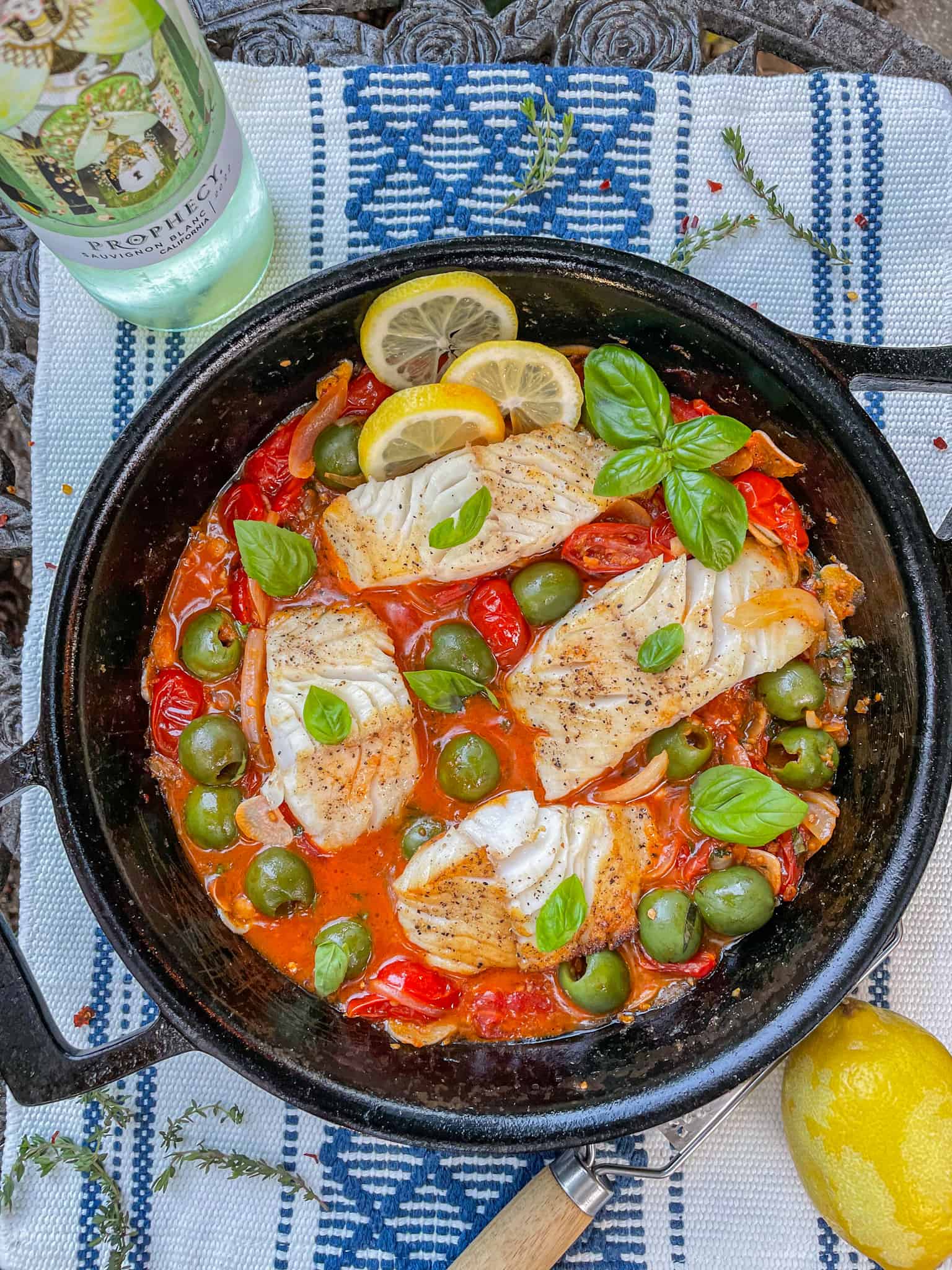 Seared Fish with White Wine Tomato Sauce - Beach Girl Grills